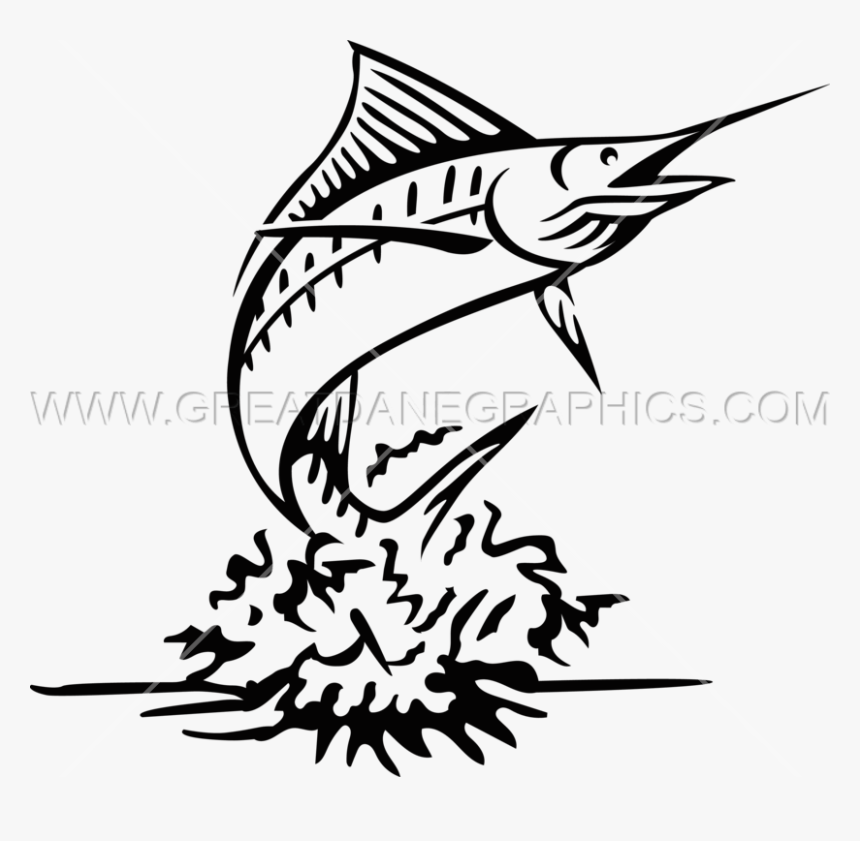 Marlin Fish Clipart Clip Marlin - Black And White Marlin Fish, HD Png Download