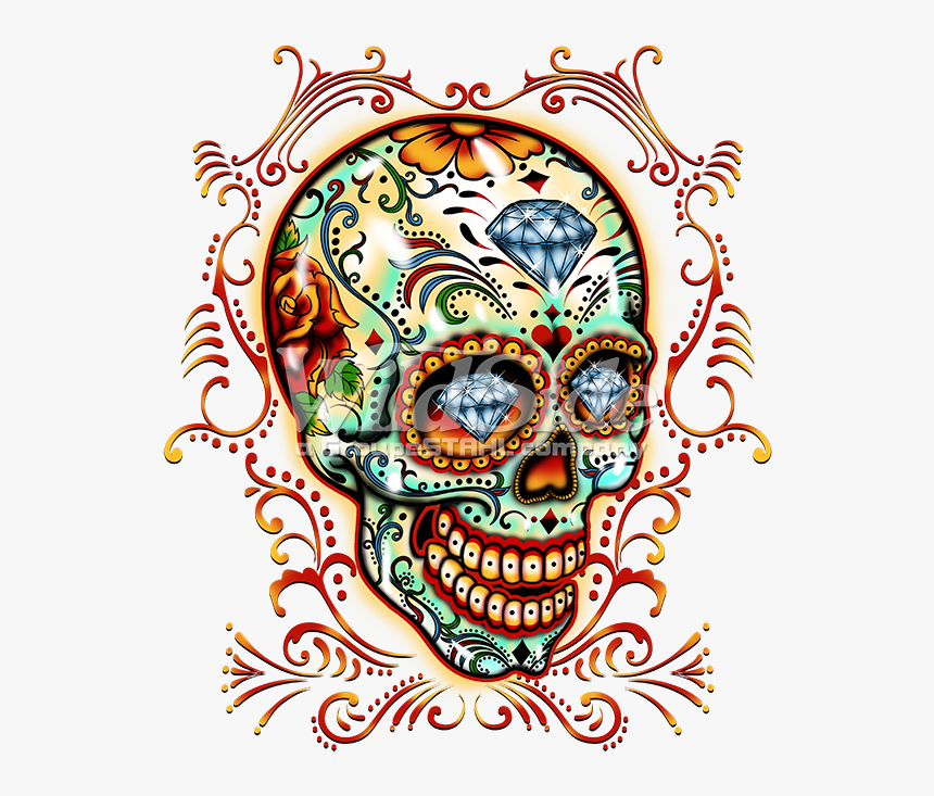 Sugar Skull With Pinstripes - Sugar Skull Firefighter, HD Png Download