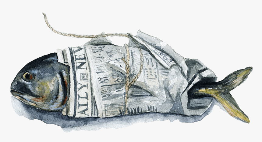 One Random Stab At Humor - Fish Newspaper Painting, HD Png Download