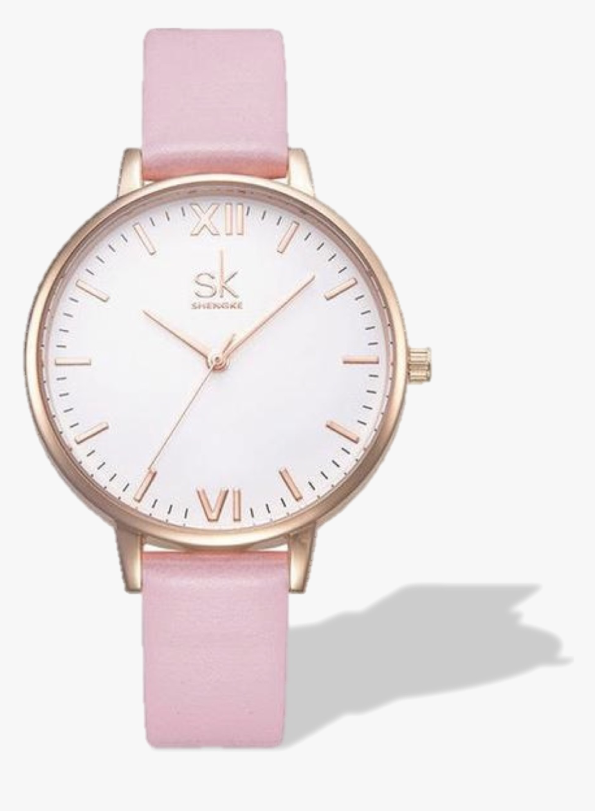 Classic Rose Gold Marble Dial Wrist Watch With Leather - Watch, HD Png Download