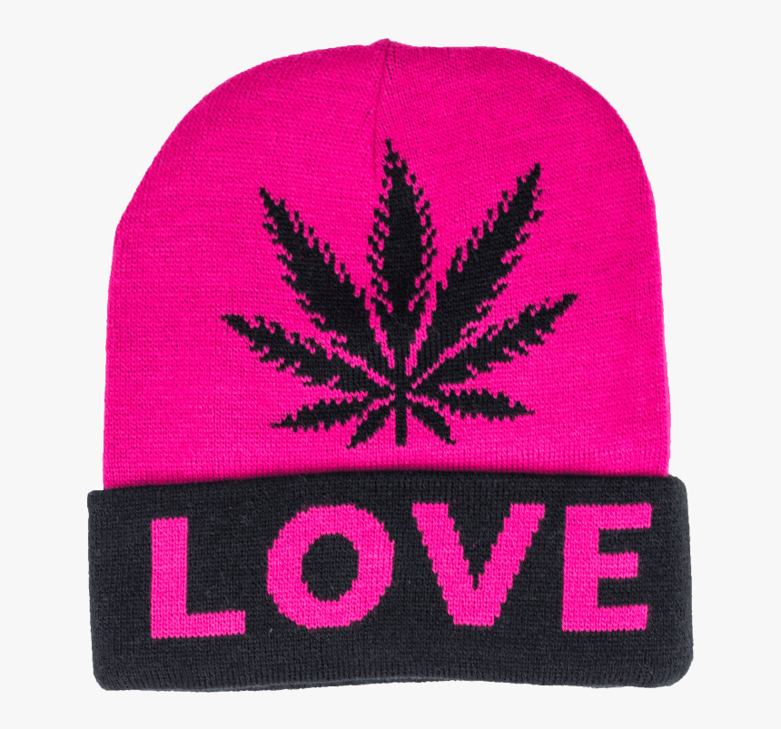 Beanie Cap Fashion Item Apparel With Weed Leaf Love - Beanie, HD Png Download
