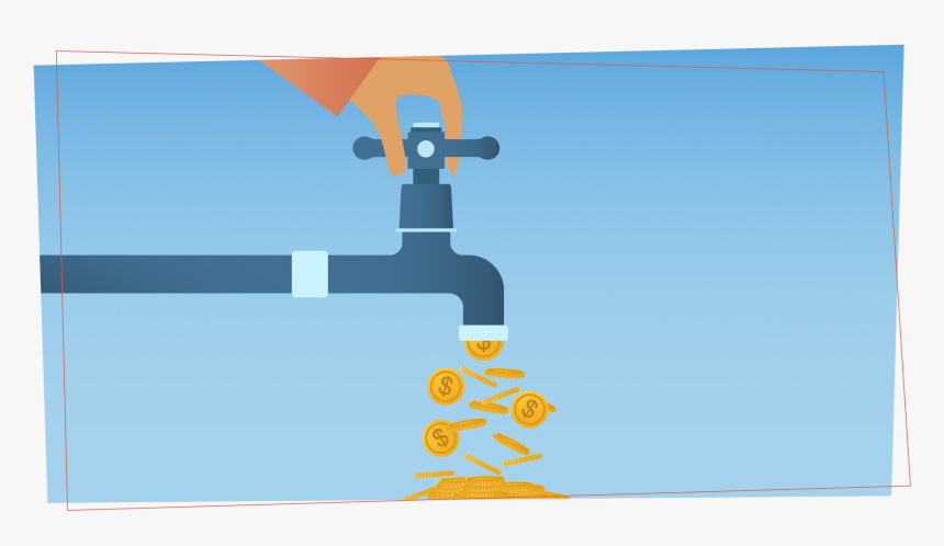 Someone Turning The Knob On A Faucet As Gold Coins - Graphic Design, HD Png Download