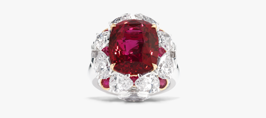11 03 1064 Cush Ruby Diam Ring Frnt - Ruby, HD Png Download