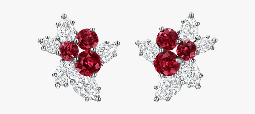 Berry Cluster By Harry Winston, Ruby And Diamond Earrings - Harry Winston Pearl And Diamond Earrings, HD Png Download