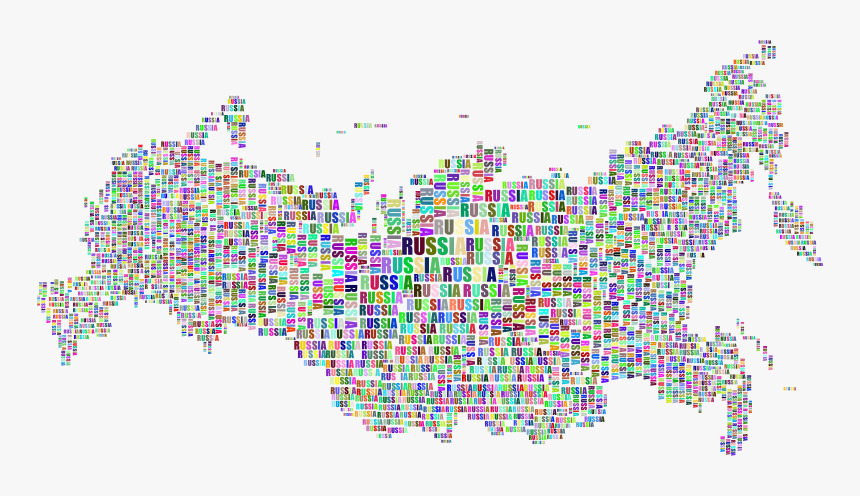 Russia Map Typography Prismatic - Map Russia Png, Transparent Png