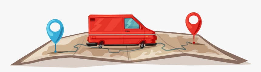 Truck On Maps Cartoon, HD Png Download