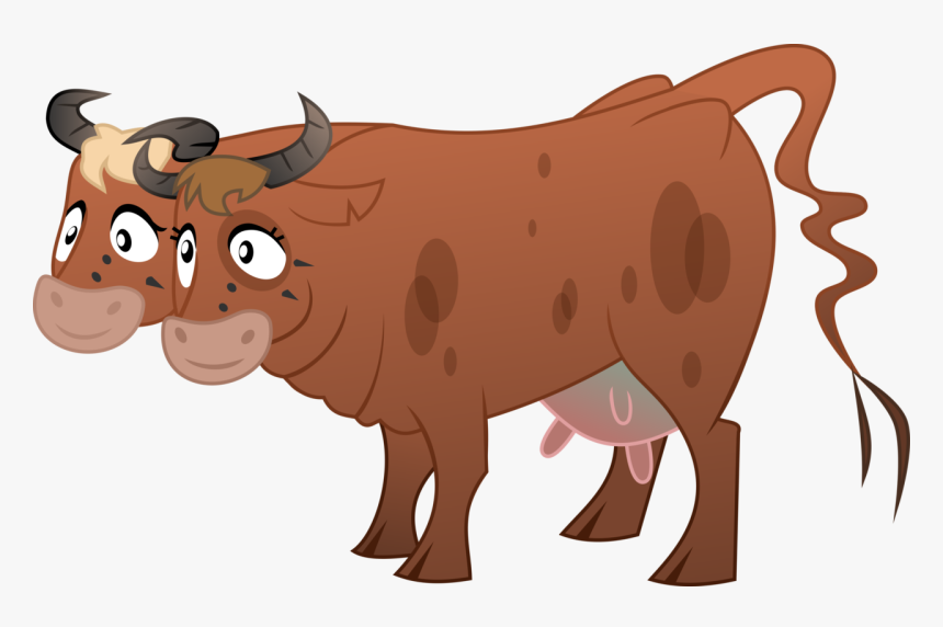 Cow Vector Background - Cow With Two Heads Cartoon, HD Png Download