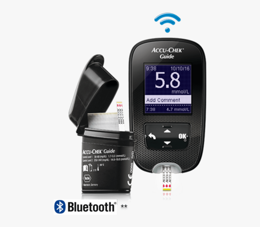 Accuchek Blood Glucose Monitors Accuchek Guide Blood - Accu Chek Guide Strip, HD Png Download