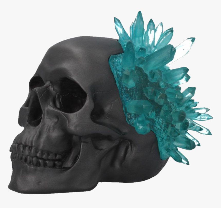 Crystal Skull Black With Blue Crystal - Skull Ornament, HD Png Download