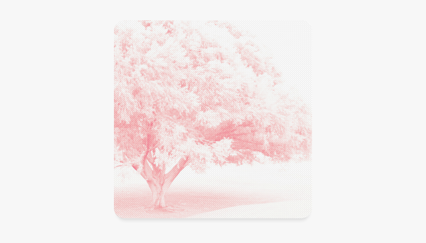 Frosted Pink Tree Square Coaster - Drawing, HD Png Download