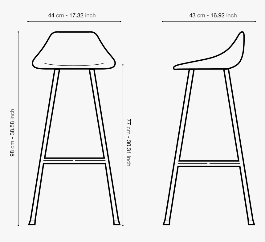 44 X 43 X 93,5 Cm - Bar Stool, HD Png Download