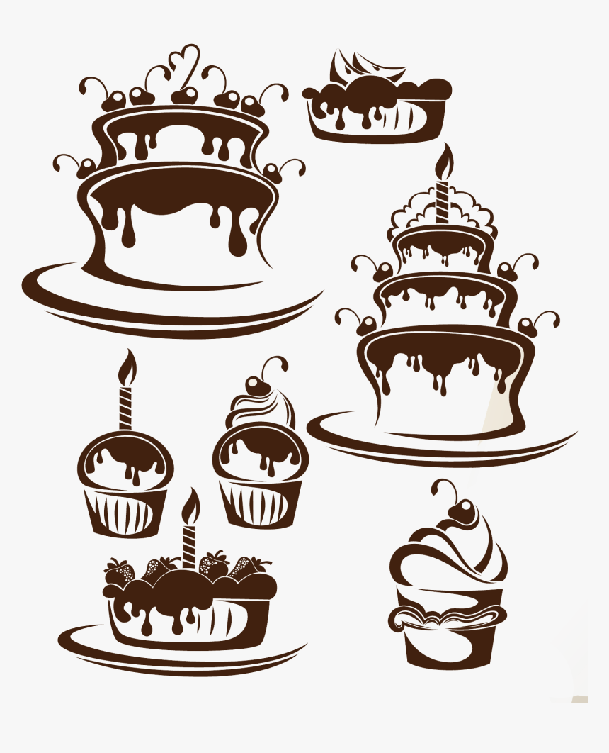 Wedding Cake Birthday Cake Cupcake - Illustration Cake Design Vector, HD Png Download