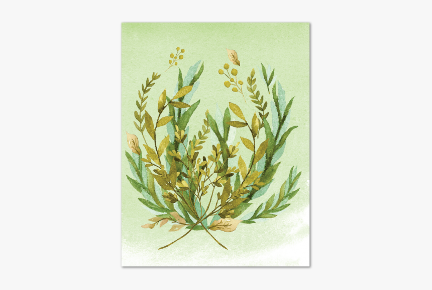 Green Leaves Note Card 
								data-caption 
								class - Illustration, HD Png Download