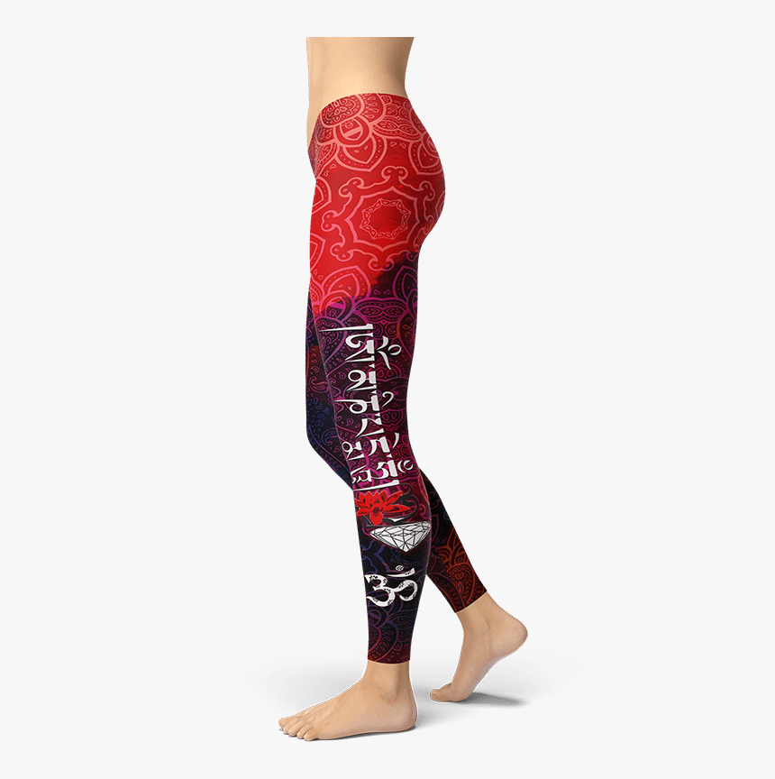 Om Mani Padme Leggings Yoga Pants Om Mantra Athletic - Tartan Plaid Leggings, HD Png Download