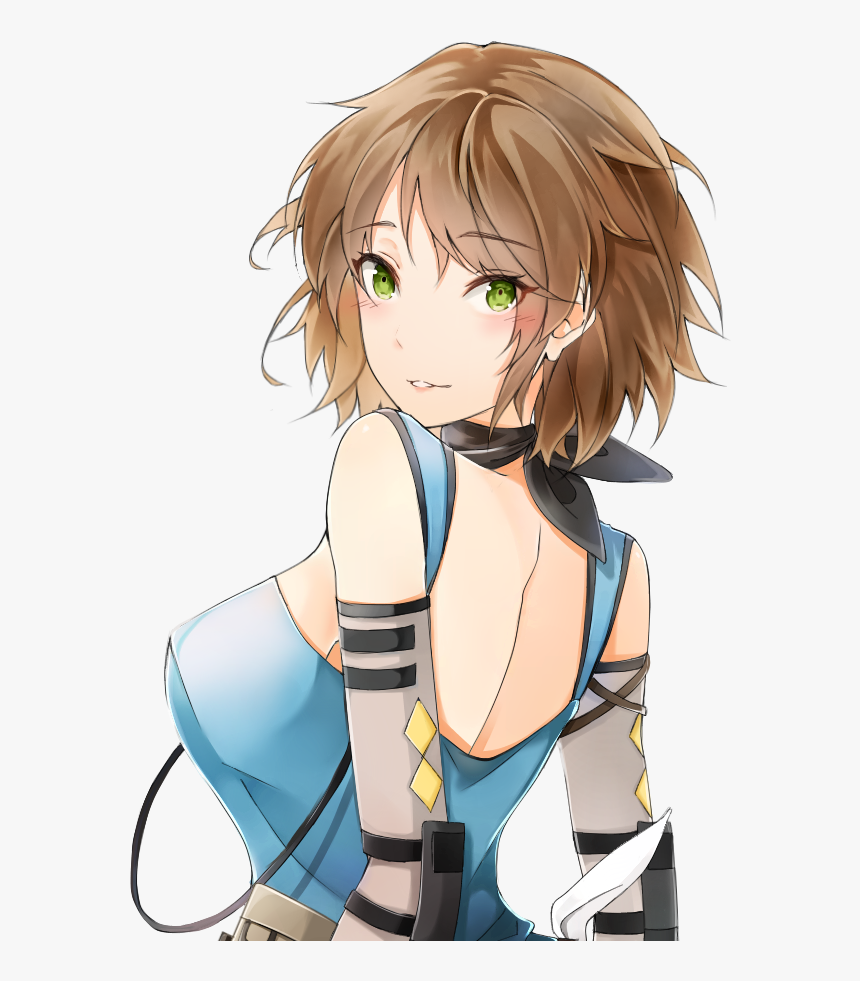 Female Soldier Custom Artwork - Brown Hair Anime Girl, HD Png Download