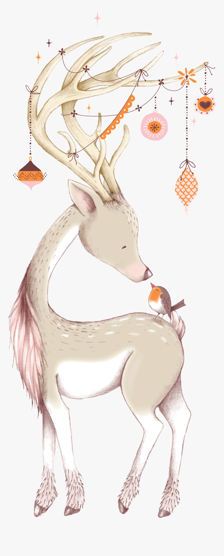 Cute Christmas Deer Ornaments & Oval Ornament , Png - Transparent Christmas Picture Cute, Png Download