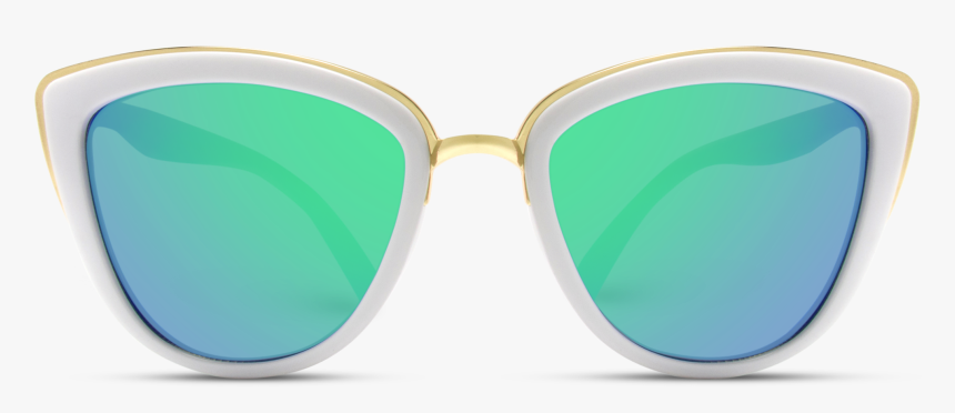 Women White Cat Eye Sunglasses, Mirror Green Women - Plastic, HD Png Download