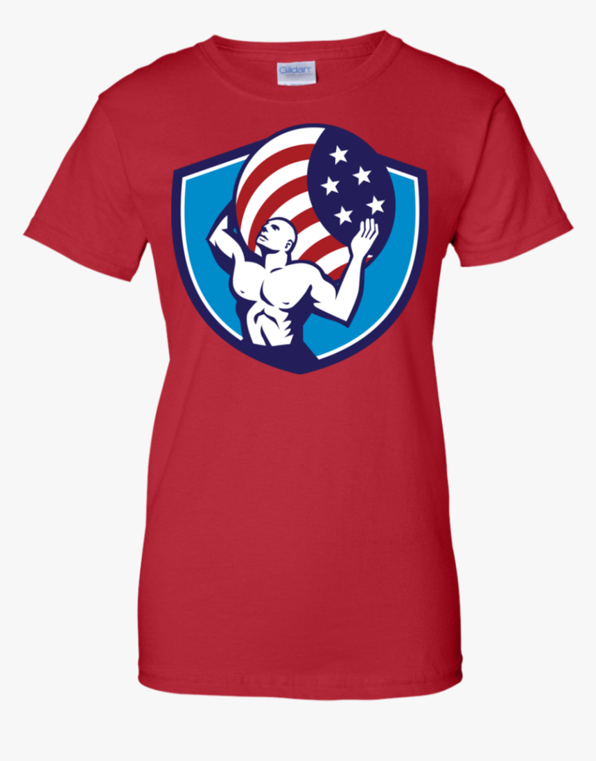 Atlas Carrying Globe Usa Flag Crest Retro - Cartoon, HD Png Download