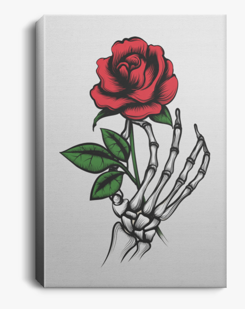 Skeleton Hand Rose Portrait Canvas - Tatuajes De Rosas En La Mano, HD Png Download