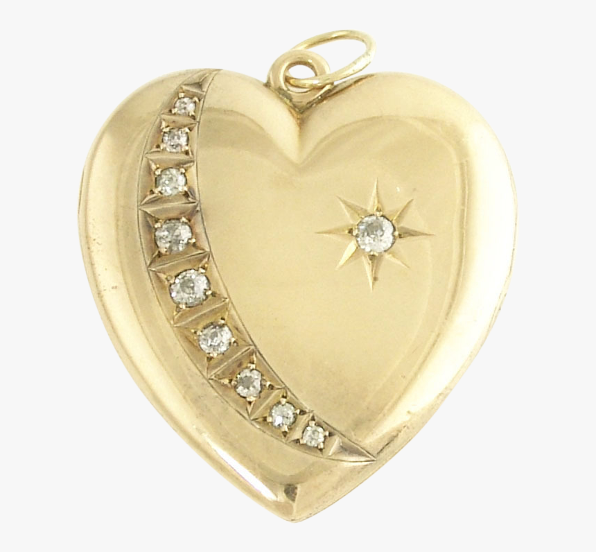 Large Antique Victorian Moon And Star Diamond 14k Gold - Locket, HD Png Download