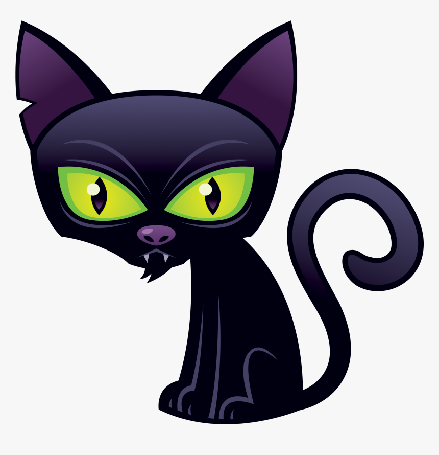 Cute Cartoon Halloween Black Cat, HD Png Download