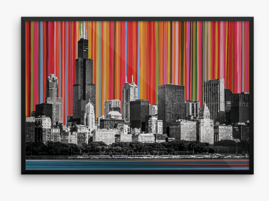 Chicago Skyline Lines W Signature Mockup Wall-horizontal, HD Png Download