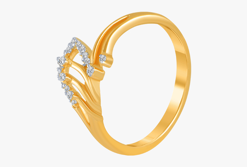 14kt Yellow Gold And Diamond Ring For Women - Body Jewelry, HD Png Download