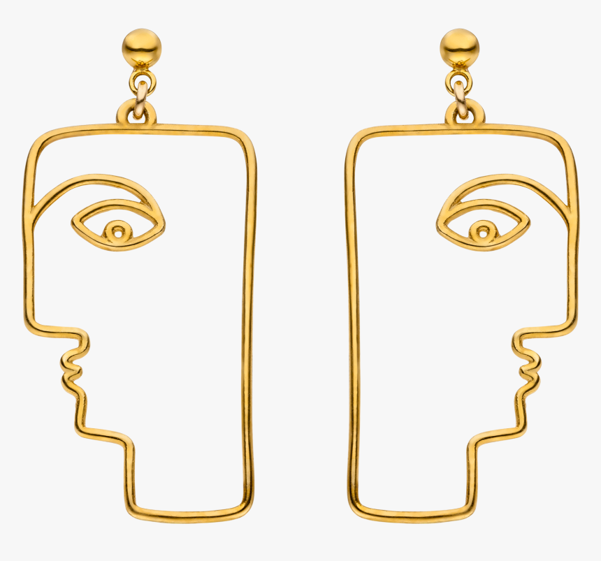 Gold Face Earrings, HD Png Download