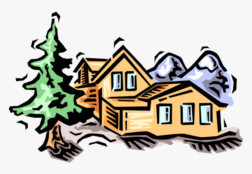 Vector Illustration Of Residence House Dwelling Cabin, HD Png Download