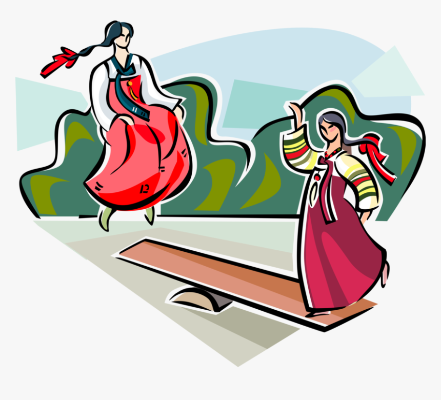 Vector Illustration Of Traditional Korean Neolttwigi - Korea Clipart Png, Transparent Png