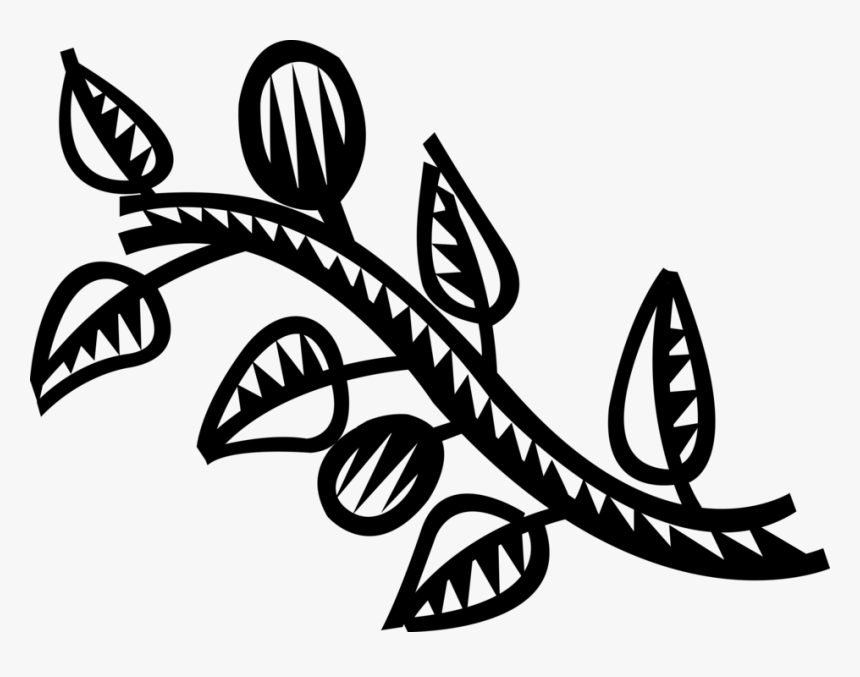 Vector Illustration Of Deciduous Tree Branch With Leaves - Illustration, HD Png Download
