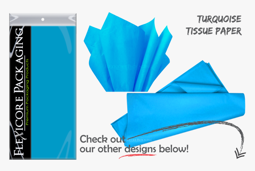 Teal Aqua Turquoise Bright Solid Gift Wrap Paper Tissue - Pink Paper Tissue In Black Gift Bags, HD Png Download