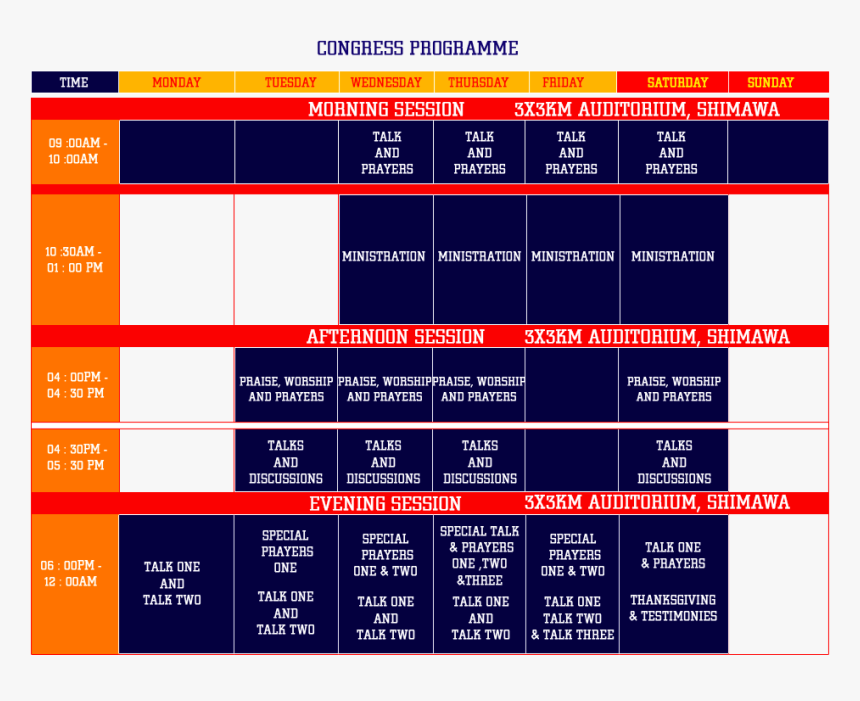 Annual Holy Ghost Congress » Programme - Holy Ghost Congress 2019 Schedule, HD Png Download