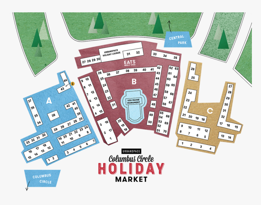 Cchm Directory 2019 Map -01 - Columbus Circle Holiday Market, HD Png Download