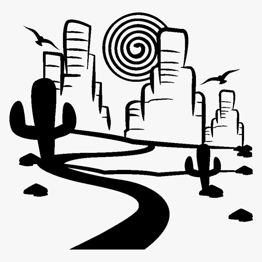 Sticker Paysage Far West Ambiance Sticker Kc6963 - Paisaje Del Oeste Silueta, HD Png Download