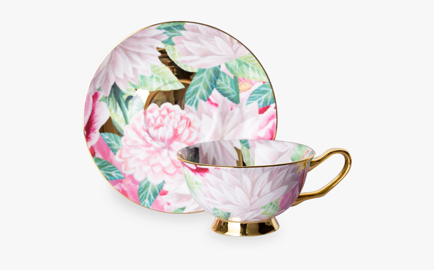 Luscious Dahlia Cup And Saucer - Ceramic, HD Png Download