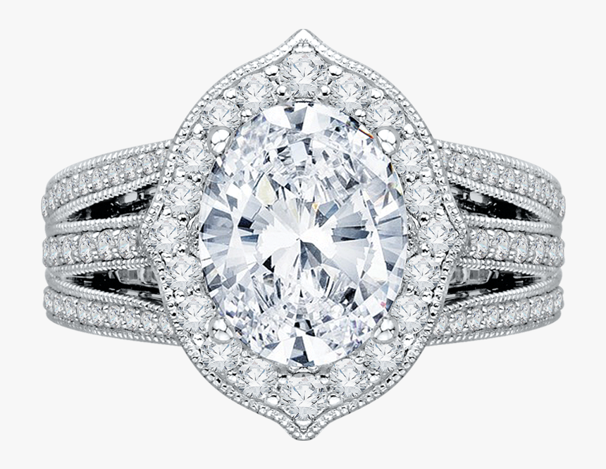 18k White Gold 1 1/5 Ct Diamond Carizza Boutique Semi - Engagement Ring, HD Png Download