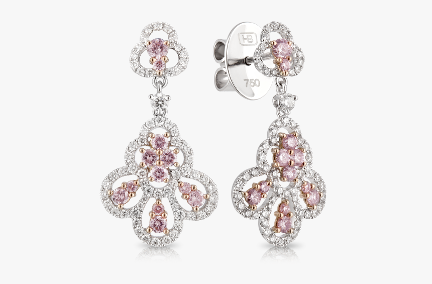 18ct White And Rose Gold Diamond Earring 
 Data Max - Earrings, HD Png Download