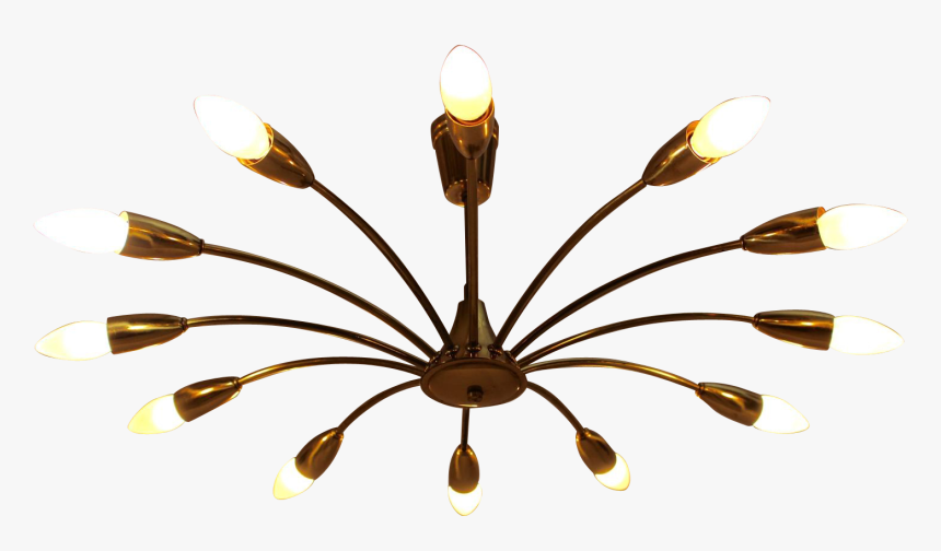 Pair Of Stilnovo Style Twelve-arm Chandeliers Clipart - Ceiling, HD Png Download