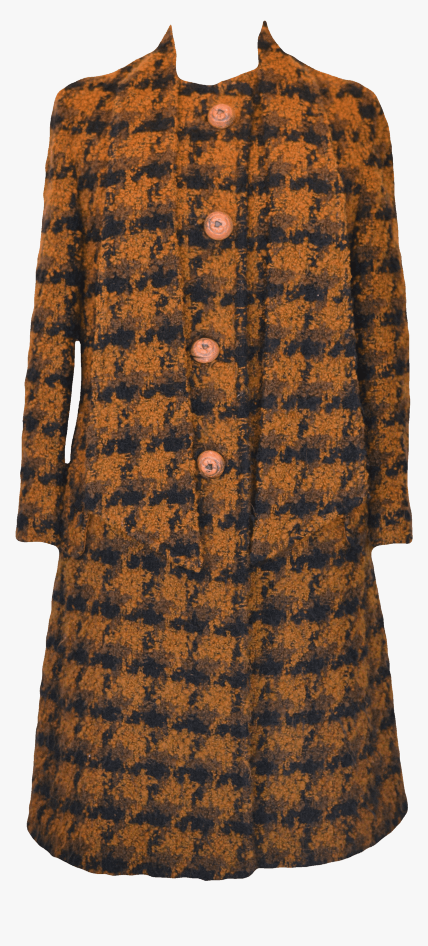 Wool Houndstooth Coat With Scarf - Pattern, HD Png Download