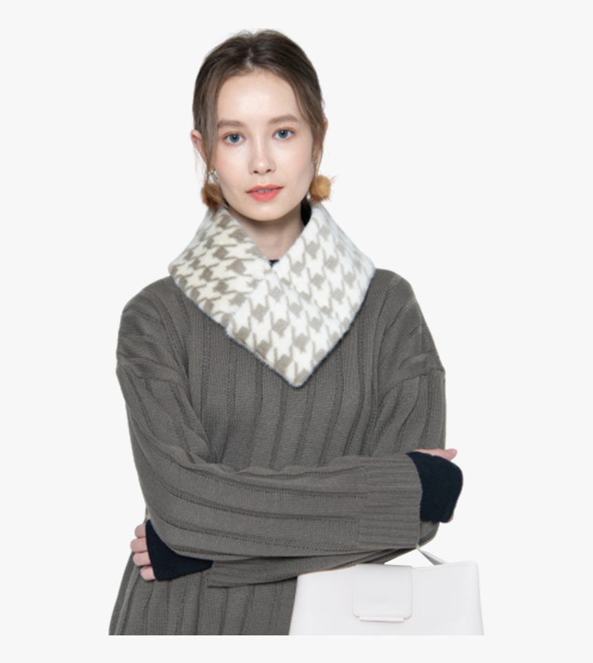 Quilted Panel Houndstooth Scarf - Scarf, HD Png Download