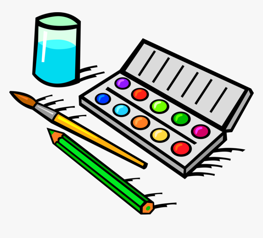 Vector Illustration Of Visual Arts Watercolor Paint - Paint Set Clip Art, HD Png Download