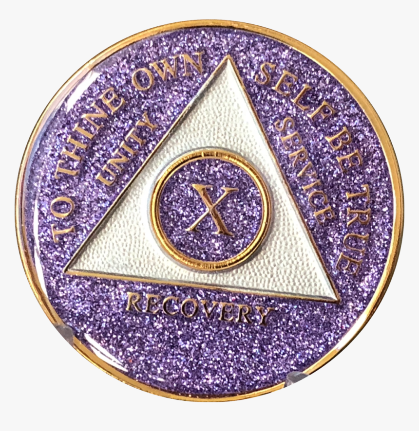 Aa Medallion Purple Glitter Tri-plate Sobriety Chip - Needlework, HD Png Download