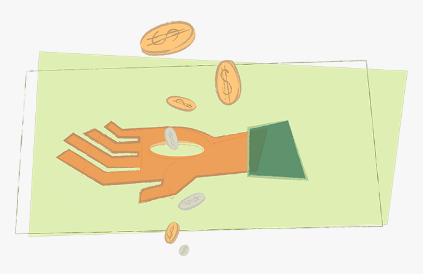 A Hand With A Hole In It Where Money Is Falling Through, HD Png Download