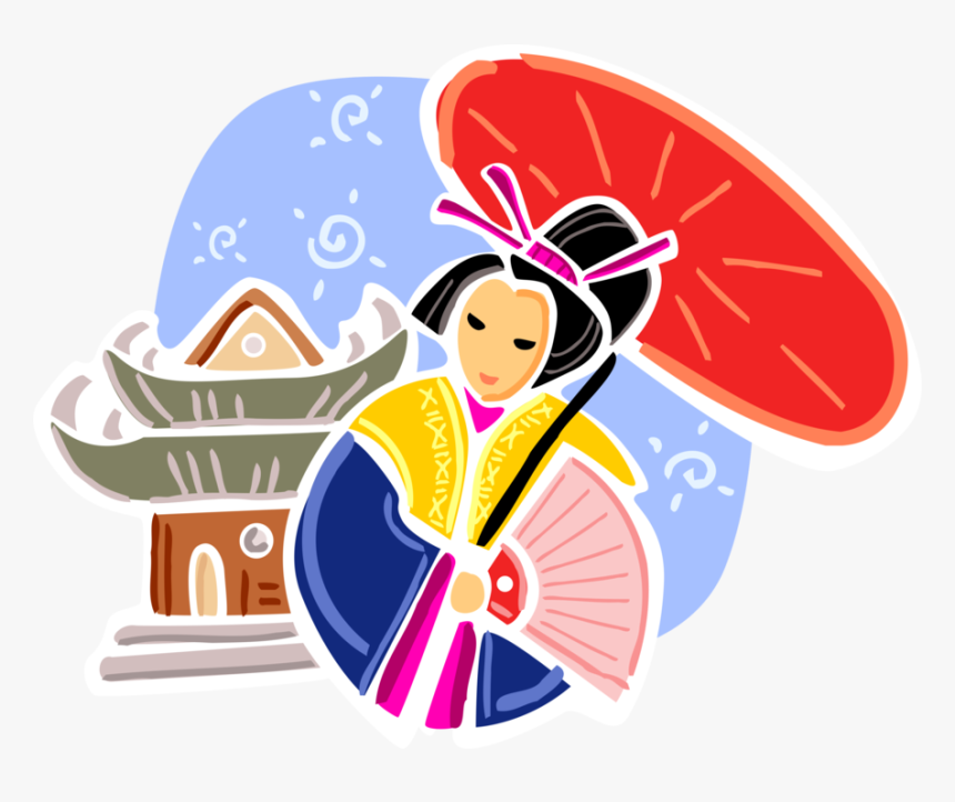 Vector Illustration Of Japan Geisha In Traditional, HD Png Download