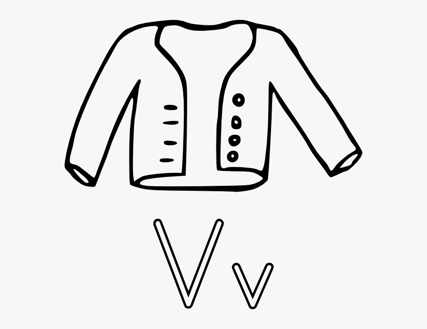 V Is For Vest Svg Clip Arts - Jacket Clipart Black And White, HD Png Download