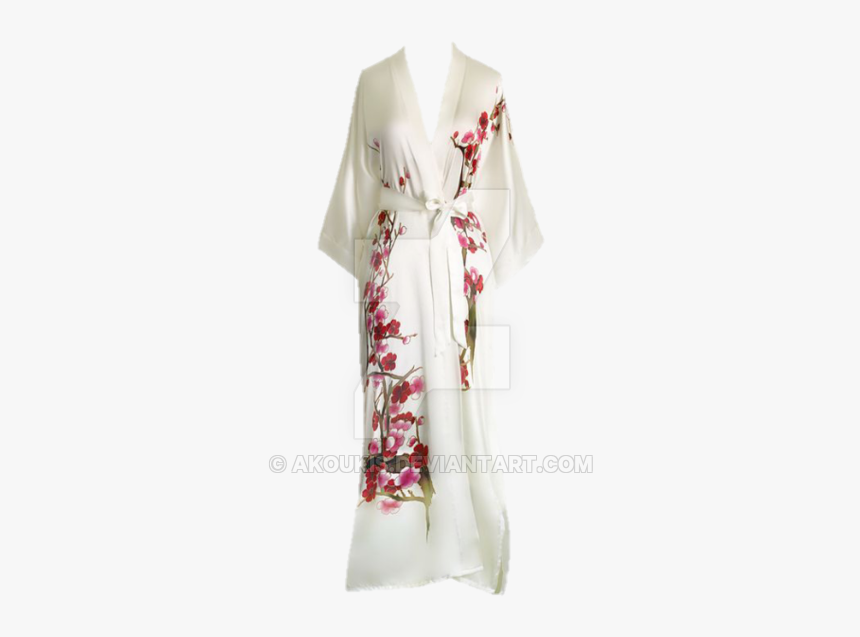 Kimono - Silk Kimono With Cherry Blossom, HD Png Download