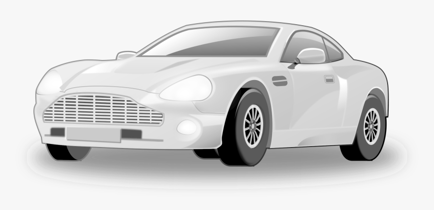 Aston Martin Clipart Realistic Car - Silver Car Drawing, HD Png Download