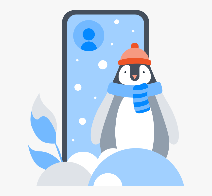 A Snowy Penguin And Device Illustrating A Frozen Account - Cartoon, HD Png Download