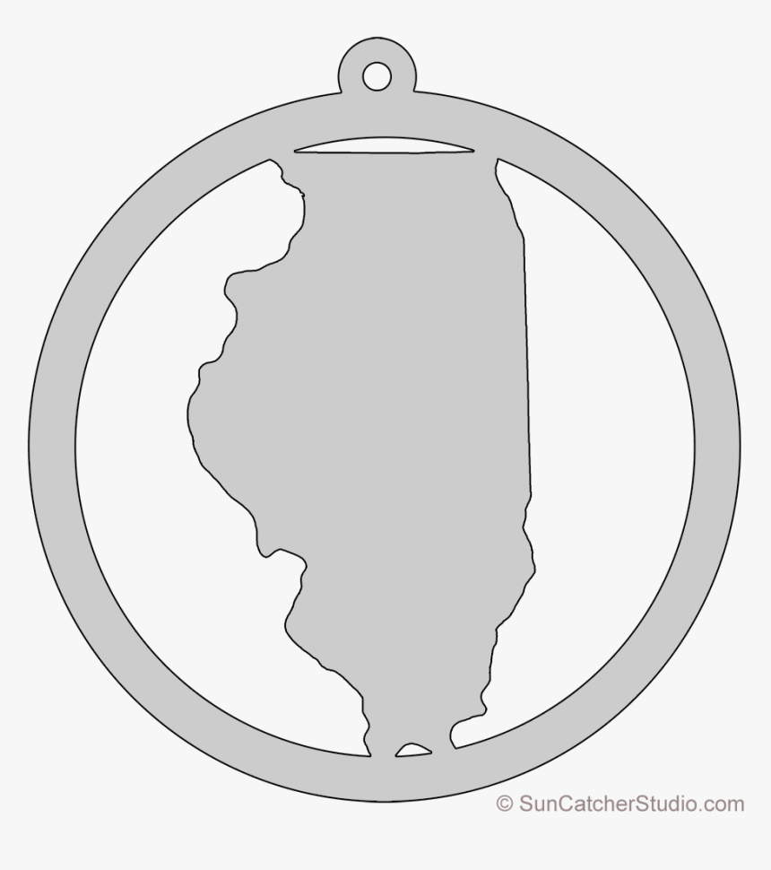 Illinois Map Circle Free Scroll Saw Pattern Shape State - Line Art, HD Png Download